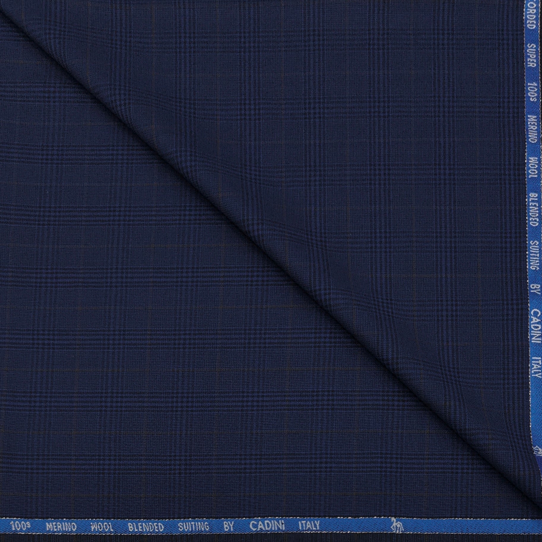 Trouser Fabric Canetti Italy Merino 100s Wool Blend Mild Check Colour Cobalt Blue